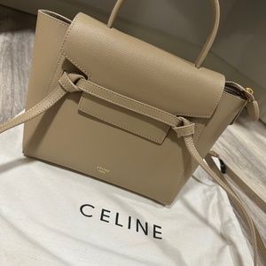 CELINE PICO BELT BAG IN GRAINED CALFSKIN LIGHT TAUPE
